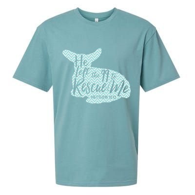 He Left The 99 To Rescue Me Green Chevron Christian Sueded Cloud Jersey T-Shirt