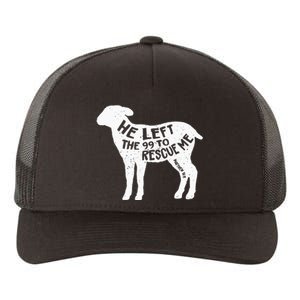 He Left The 99 To Rescue Me Matthew 18:12 Yupoong Adult 5-Panel Trucker Hat