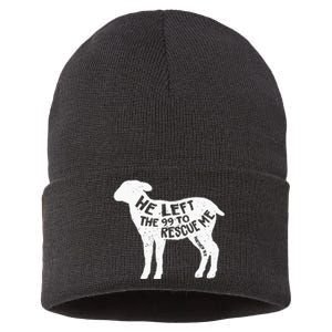 He Left The 99 To Rescue Me Matthew 18:12 Sustainable Knit Beanie