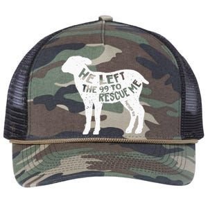 He Left The 99 To Rescue Me Matthew 18:12 Retro Rope Trucker Hat Cap