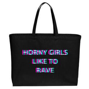 Horny Like To Rave Party Club Festival Raver Cotton Canvas Jumbo Tote