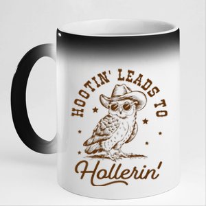 Hootin Leads To Hollerin Owl Cowboy 11oz Black Color Changing Mug