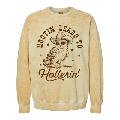 Hootin Leads To Hollerin Owl Cowboy Colorblast Crewneck Sweatshirt