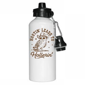 Hootin Leads To Hollerin Owl Cowboy Aluminum Water Bottle