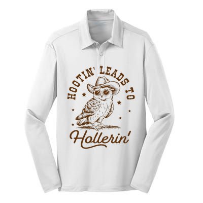 Hootin Leads To Hollerin Owl Cowboy Silk Touch Performance Long Sleeve Polo