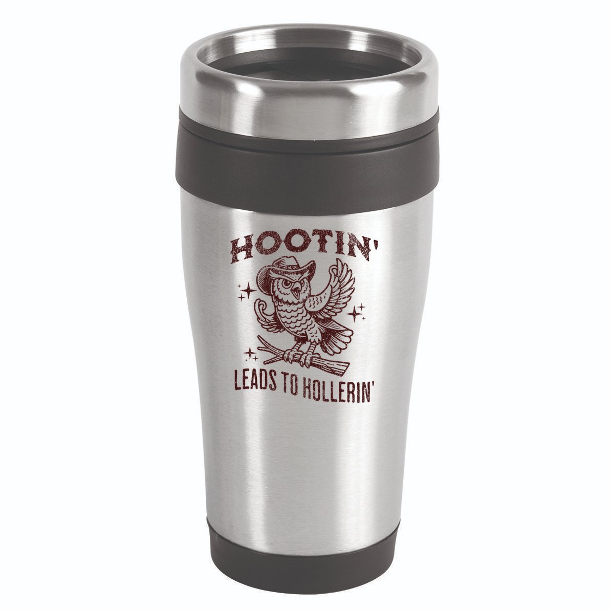 Hootin Leads To Hollerin Funny Vintage Owl Graphic 16oz Travel Tumbler