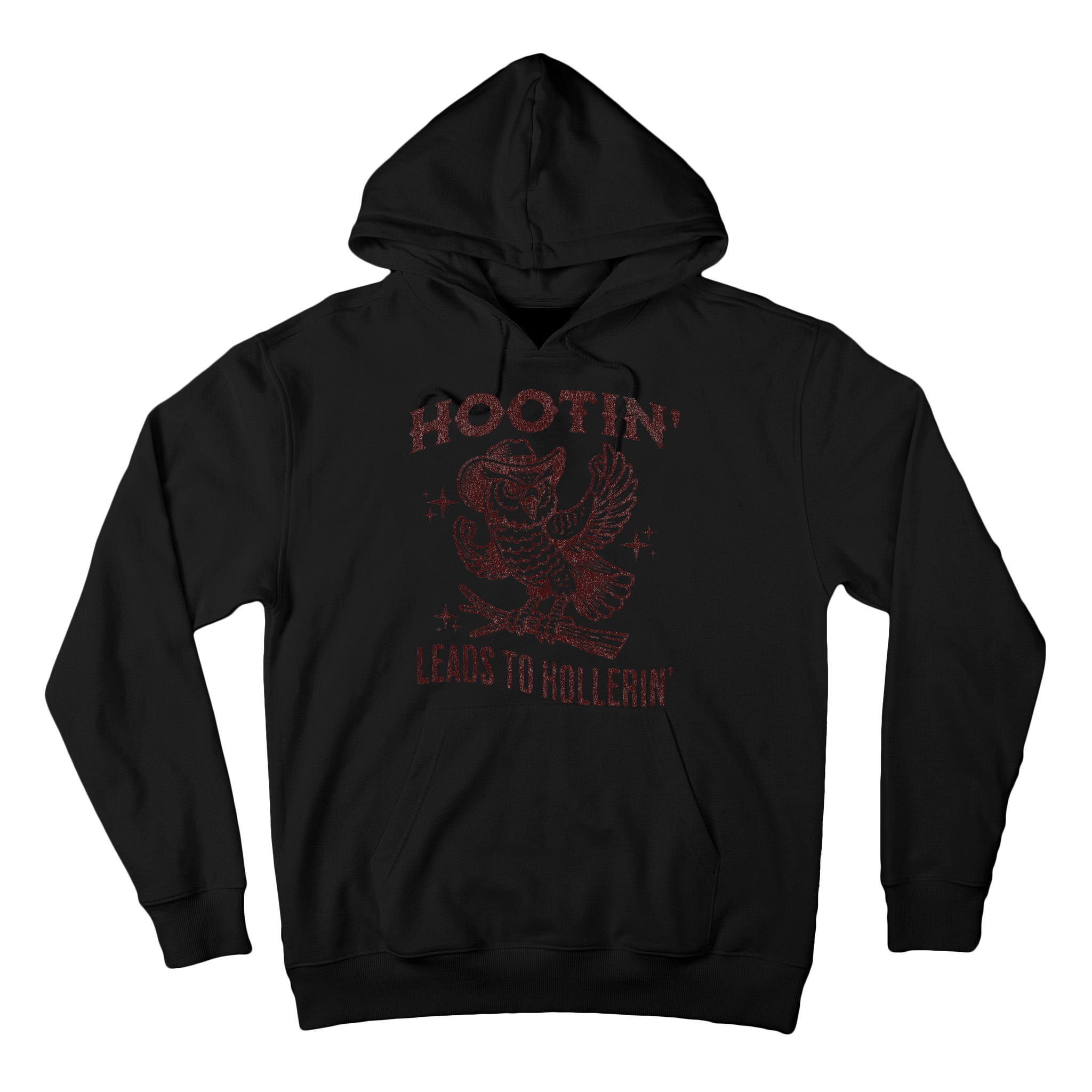 Hootin Leads To Hollerin Funny Vintage Owl Graphic Tall Hoodie