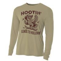 Hootin Leads To Hollerin Funny Vintage Owl Graphic Cooling Performance Long Sleeve Crew