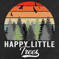 Happy Little Tree Bob Style Forests Garment-Dyed Fleece Hoodie