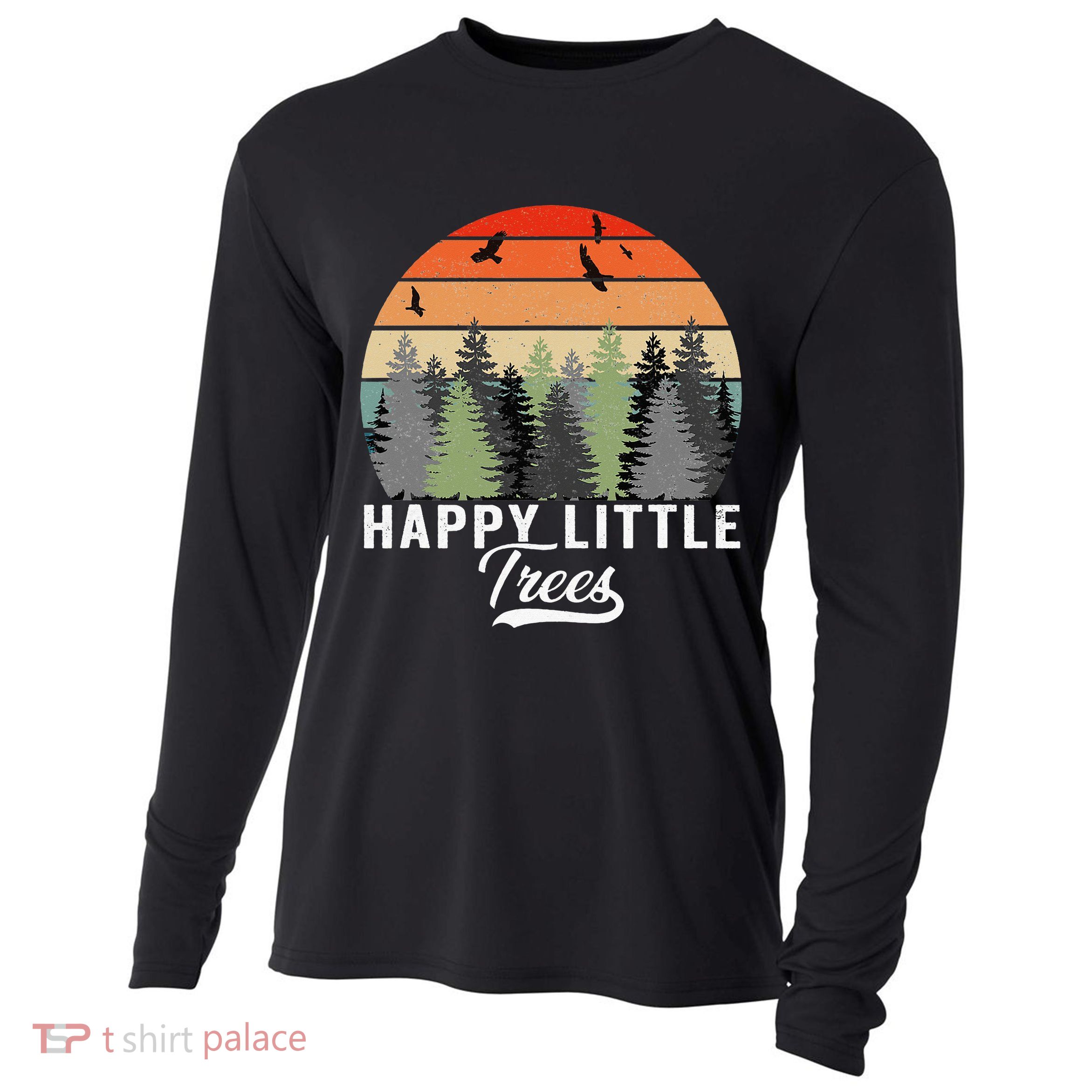 Happy Little Tree Bob Style Forests Cooling Performance Long Sleeve Crew