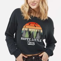 Happy Little Tree Bob Style Forests Cropped Pullover Crew
