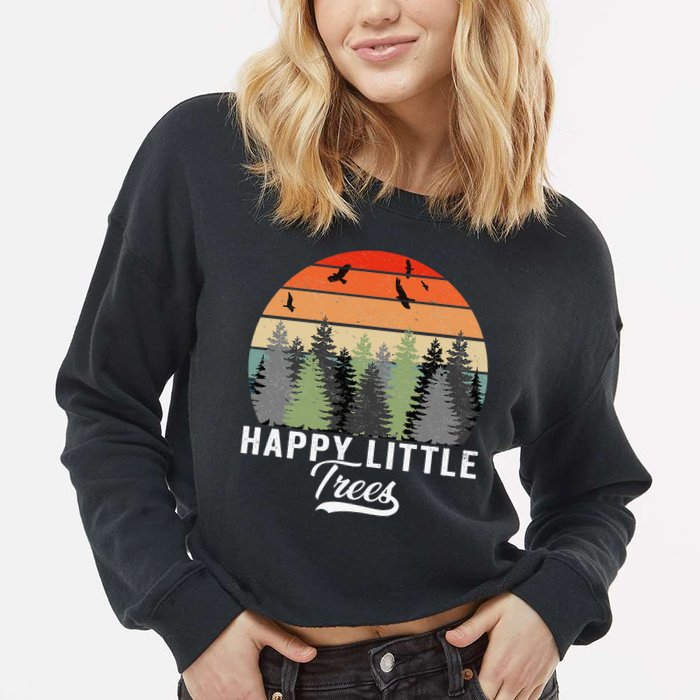 Happy Little Tree Bob Style Forests Cropped Pullover Crew