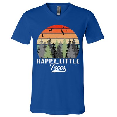 Happy Little Tree Bob Style Forests V-Neck T-Shirt