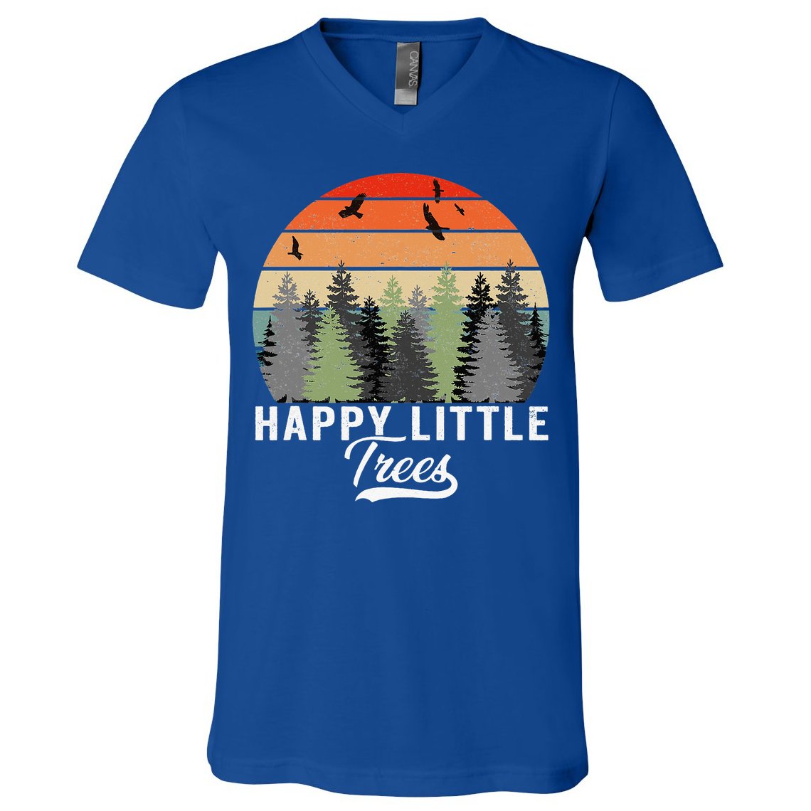 Happy Little Tree Bob Style Forests V-Neck T-Shirt