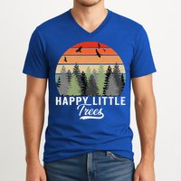 Happy Little Tree Bob Style Forests V-Neck T-Shirt