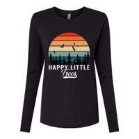 Happy Little Tree Bob Style Vintage Forests Earth Day Womens Cotton Relaxed Long Sleeve T-Shirt