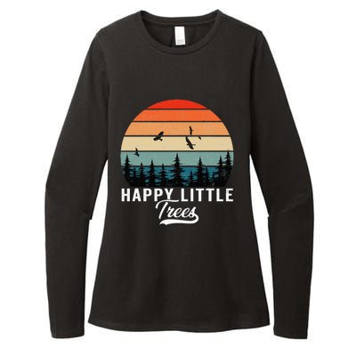 Happy Little Tree Bob Style Vintage Forests Earth Day Womens CVC Long Sleeve Shirt