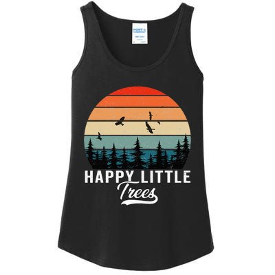 Happy Little Tree Bob Style Vintage Forests Earth Day Ladies Essential Tank