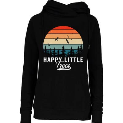 Happy Little Tree Bob Style Vintage Forests Earth Day Womens Funnel Neck Pullover Hood