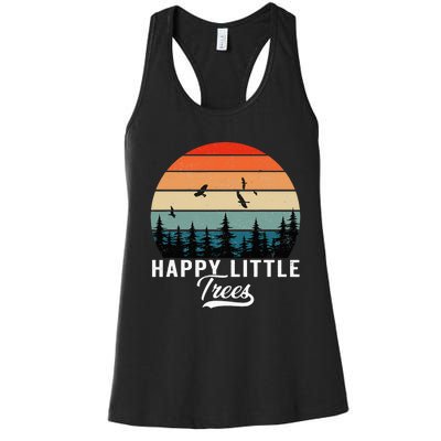 Happy Little Tree Bob Style Vintage Forests Earth Day Women's Racerback Tank