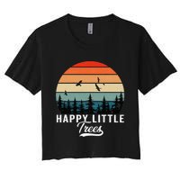 Happy Little Tree Bob Style Vintage Forests Earth Day Women's Crop Top Tee