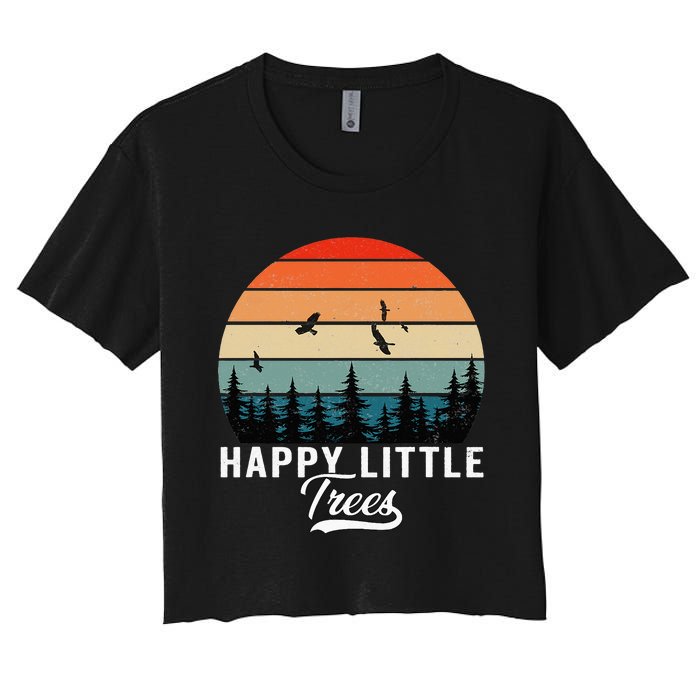 Happy Little Tree Bob Style Vintage Forests Earth Day Women's Crop Top Tee