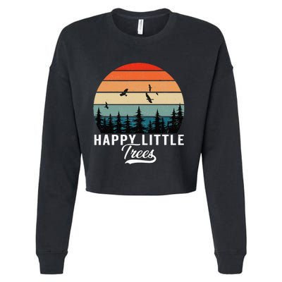 Happy Little Tree Bob Style Vintage Forests Earth Day Cropped Pullover Crew