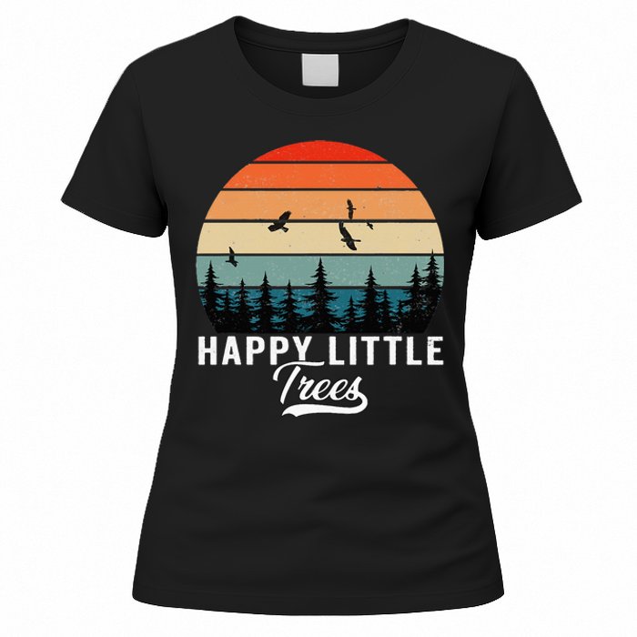 Happy Little Tree Bob Style Vintage Forests Earth Day Women's T-Shirt