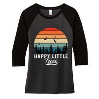 Happy Little Tree Bob Style Vintage Forests Earth Day Women's Tri-Blend 3/4-Sleeve Raglan Shirt