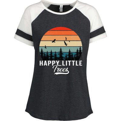 Happy Little Tree Bob Style Vintage Forests Earth Day Enza Ladies Jersey Colorblock Tee