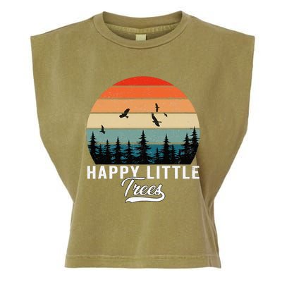 Happy Little Tree Bob Style Vintage Forests Earth Day Garment-Dyed Women's Muscle Tee