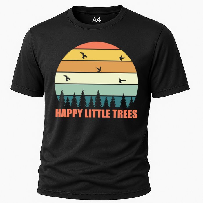 Happy Little Trees Retro Style Camping Gift Cooling Performance Crew T-Shirt