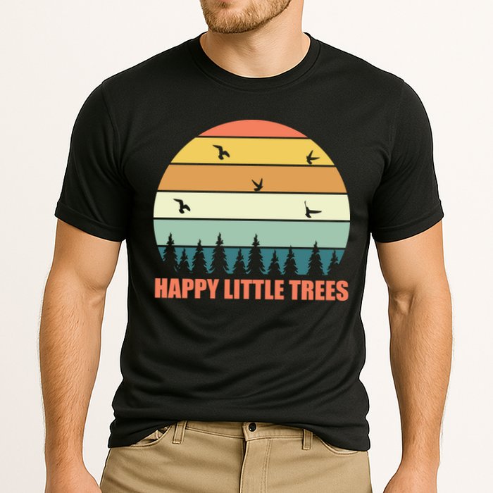 Happy Little Trees Retro Style Camping Gift Cooling Performance Crew T-Shirt