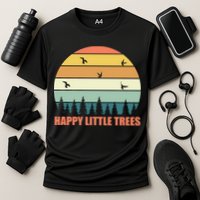 Happy Little Trees Retro Style Camping Gift Cooling Performance Crew T-Shirt