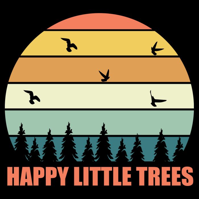 Happy Little Trees Retro Style Camping Gift Cooling Performance Crew T-Shirt