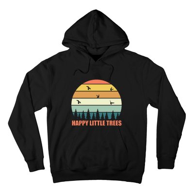 Happy Little Trees Retro Style Camping Gift Hoodie