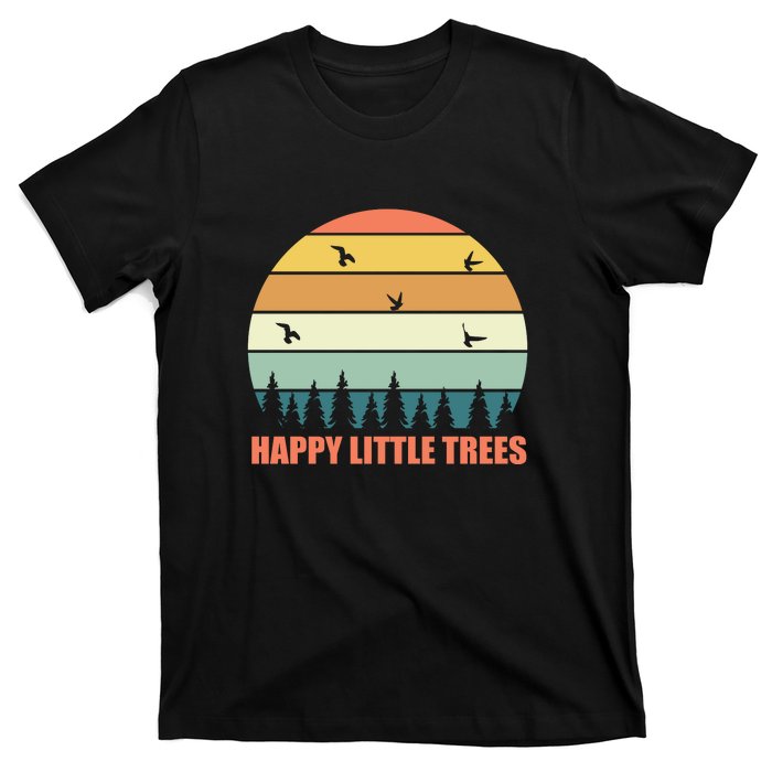 Happy Little Trees Retro Style Camping Gift T-Shirt