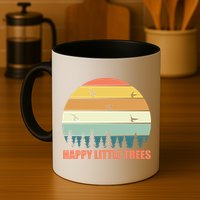 Happy Little Trees Retro Style Camping Gift Mug