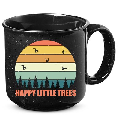 Happy Little Trees Retro Style Camping Gift 15oz Campfire Ceramic Mug