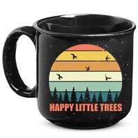 Happy Little Trees Retro Style Camping Gift 15oz Campfire Ceramic Mug
