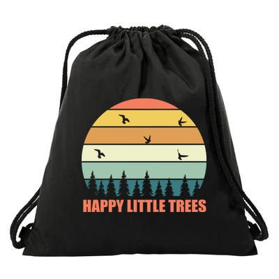 Happy Little Trees Retro Style Camping Gift Drawstring Bag