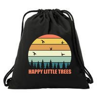 Happy Little Trees Retro Style Camping Gift Drawstring Bag