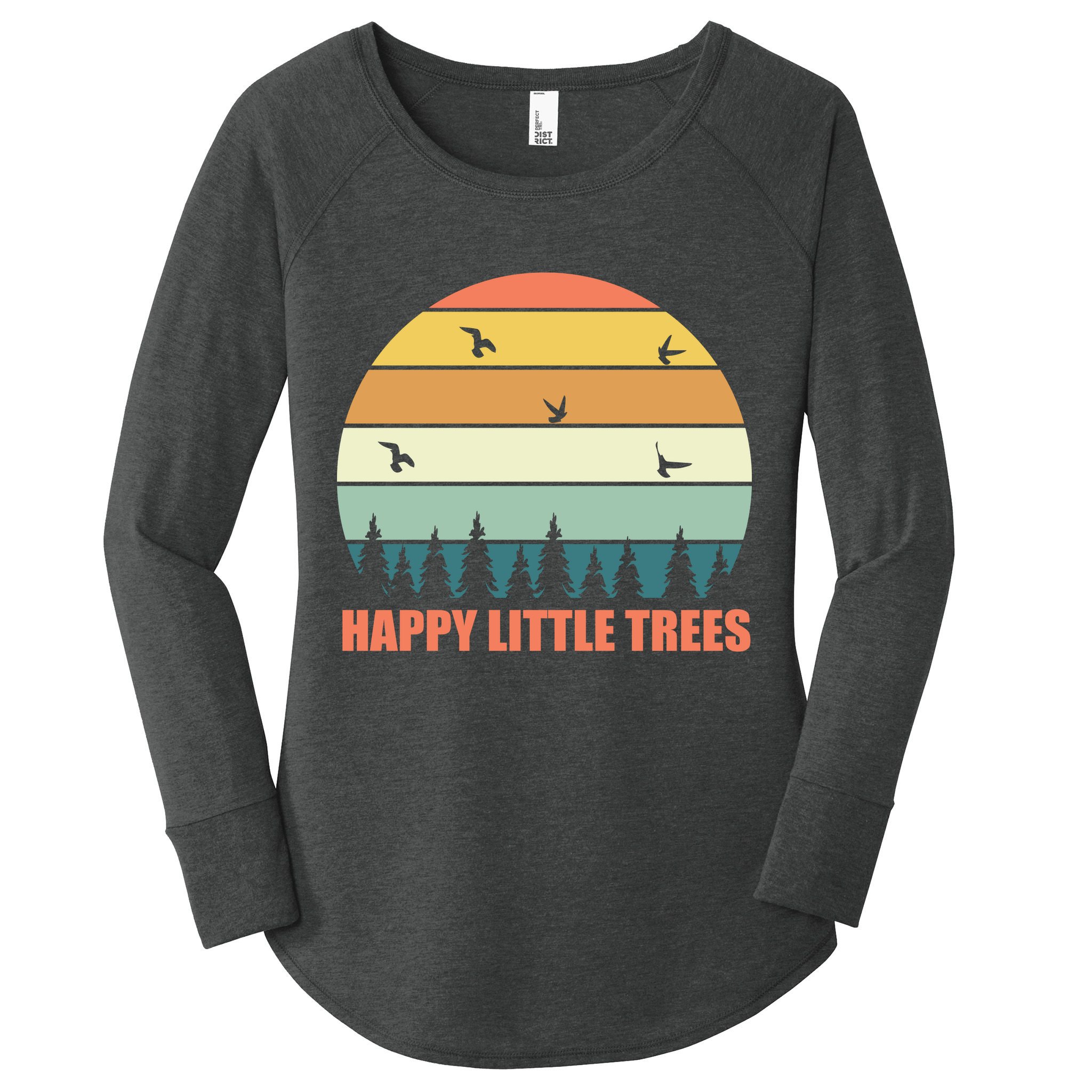 Happy Little Trees Retro Style Camping Gift Women's Perfect Tri Tunic Long Sleeve Shirt