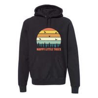 Happy Little Trees Retro Style Camping Gift Premium Hoodie