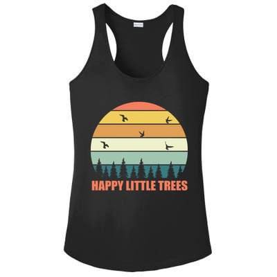 Happy Little Trees Retro Style Camping Gift Ladies PosiCharge Competitor Racerback Tank