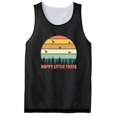 Happy Little Trees Retro Style Camping Gift Mesh Reversible Basketball Jersey Tank