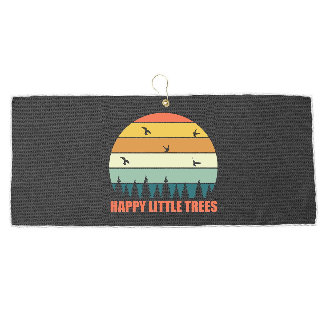 Happy Little Trees Retro Style Camping Gift Large Microfiber Waffle Golf Towel