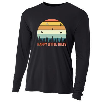 Happy Little Trees Retro Style Camping Gift Cooling Performance Long Sleeve Crew