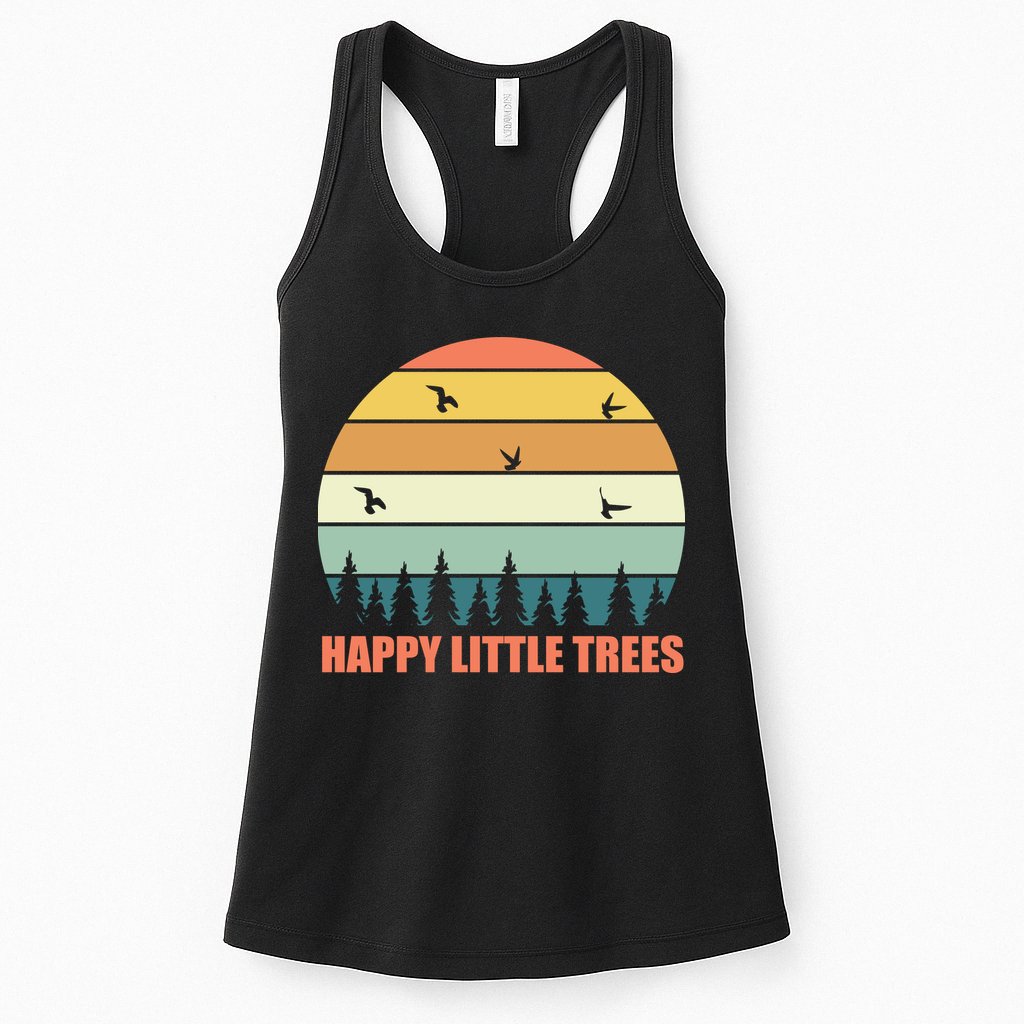 Happy Little Trees Retro Style Camping Gift Womens Tank Top