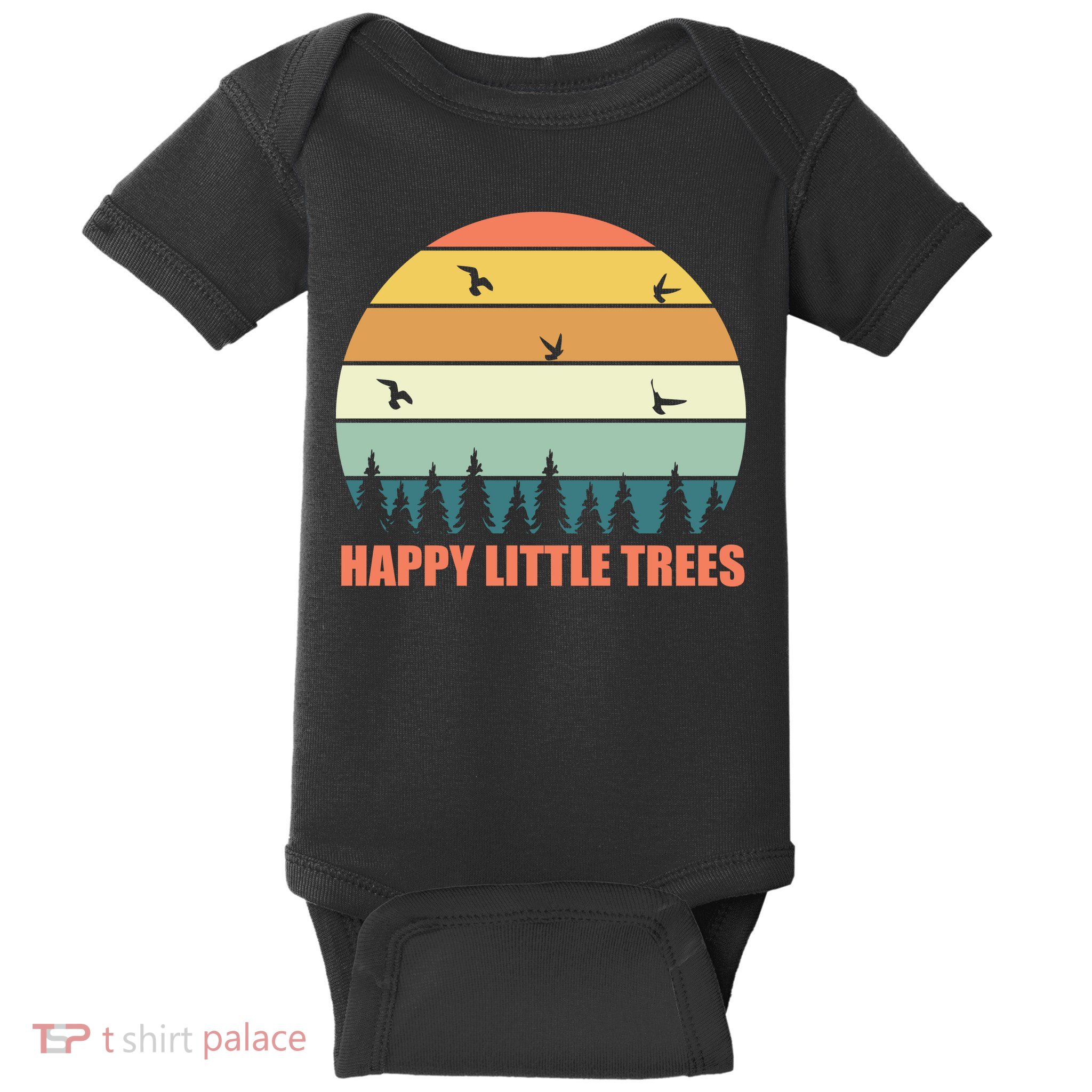 Happy Little Trees Retro Style Camping Gift Baby Bodysuit